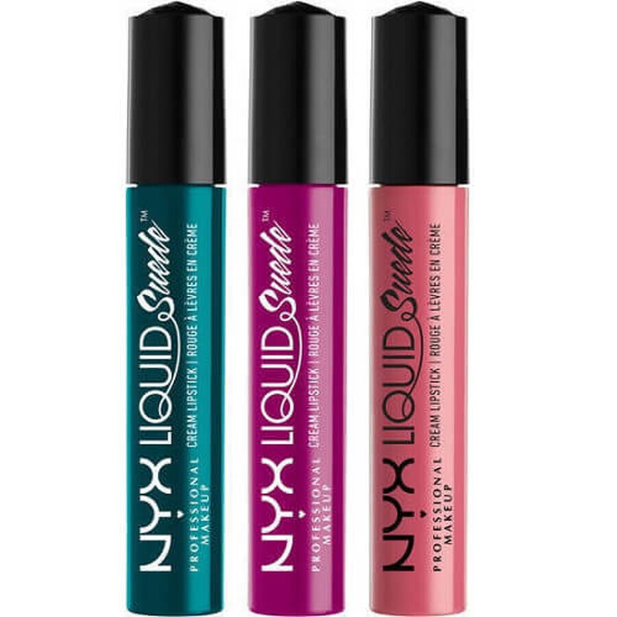 Set di 3 rossetti liquidi opachi, NYX Professional Makeup, crema scamosciata liquida, 09