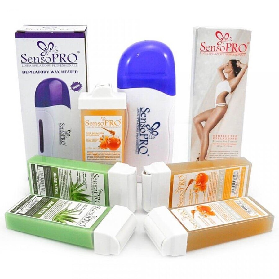 Kit depilazione scaldacera + ricariche + strisce + riserva regalo applicatore per cera stretta