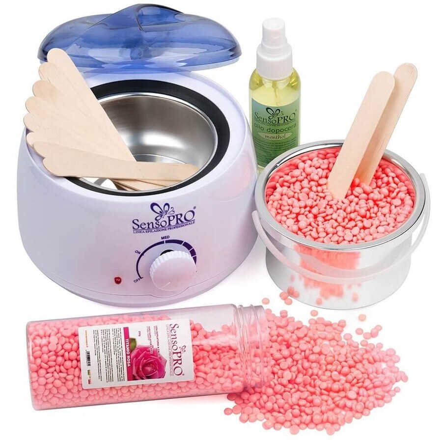 Kit d'épilation SensoPRO avec cire traditionnelle aux granules de rose