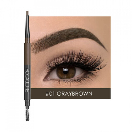 Crayon à sourcils Focallure + blush à sourcils, 01 Gray Brown