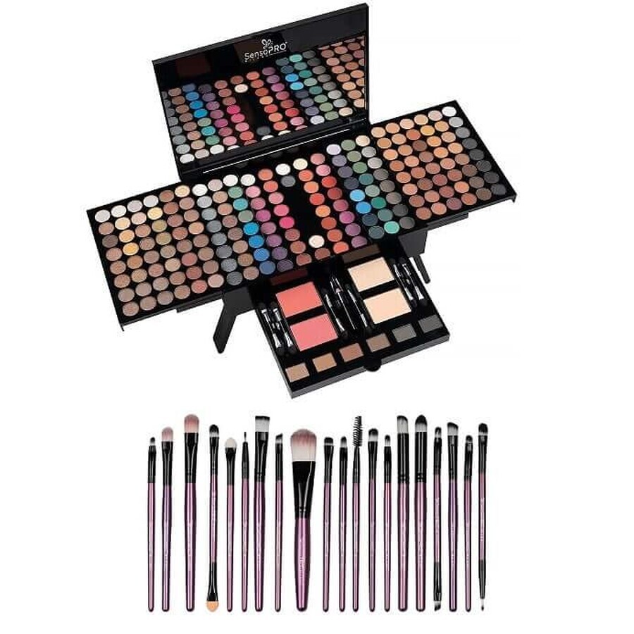 SensoPRO make-up kit, 190 oogschaduwen en 20 applicatie penselen