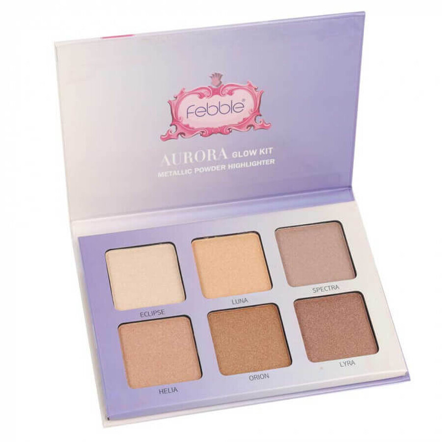 Febble Aurora Glow Kit Paleta de sombras de ojos en polvo metalizado