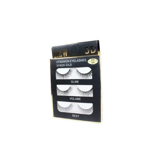 Set of 3 pairs of False Eyelashes, Makeup, 5D, 64