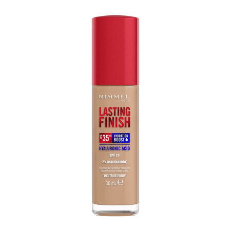 Rimmel Lasting Finish Langhoudende Hydraterende Foundation met SPF20 103 Echt Ivoor, 30ml