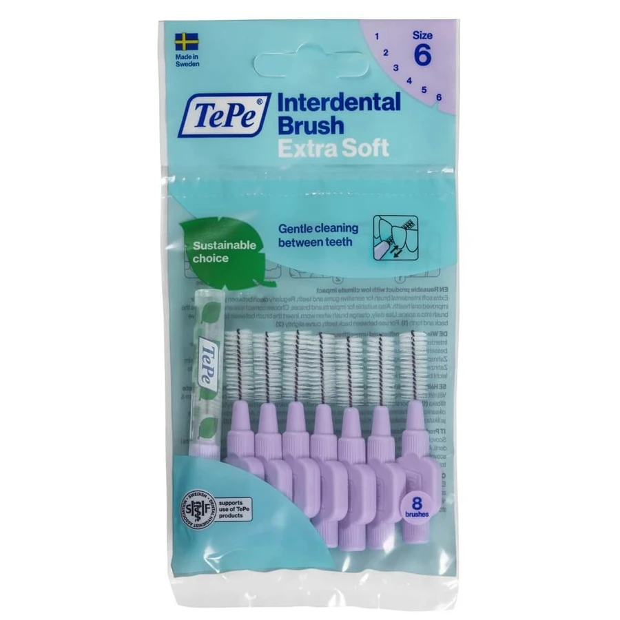 TePe Cepillos de Dientes Extra Suaves para espacios interdentales 1.1mm Morado Claro, 8 pzs.