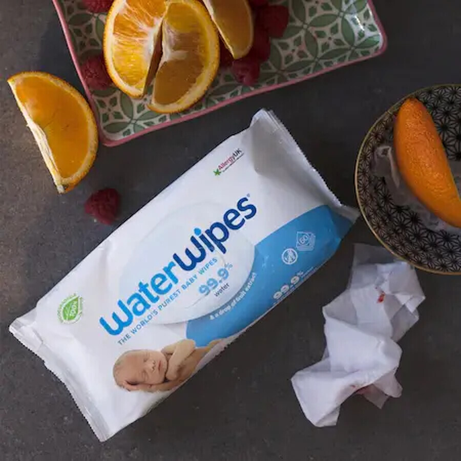 Lingettes humides biodégradables pour bébés, 9 x 60 pièces, WaterWipes