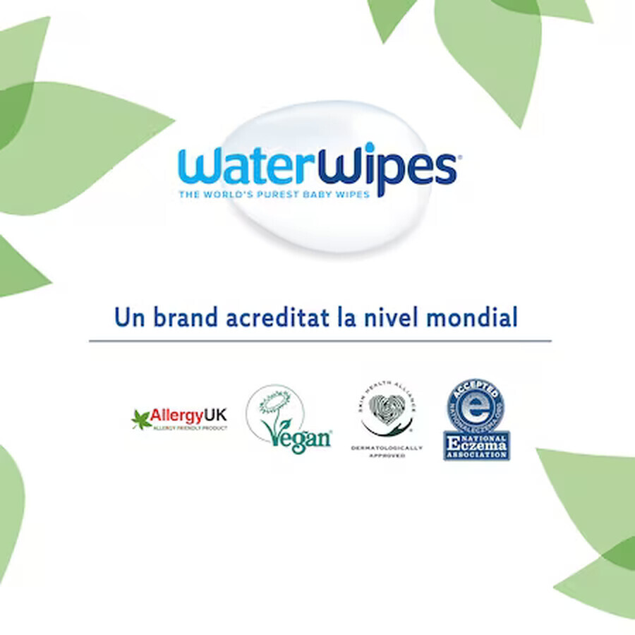 Salviettine umidificate biodegradabili per neonati, 9 x 60 pezzi, WaterWipes