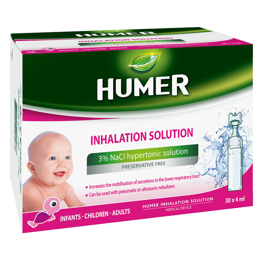 Solution hypertonique pour inhalateur, 30 unidoses, Humer