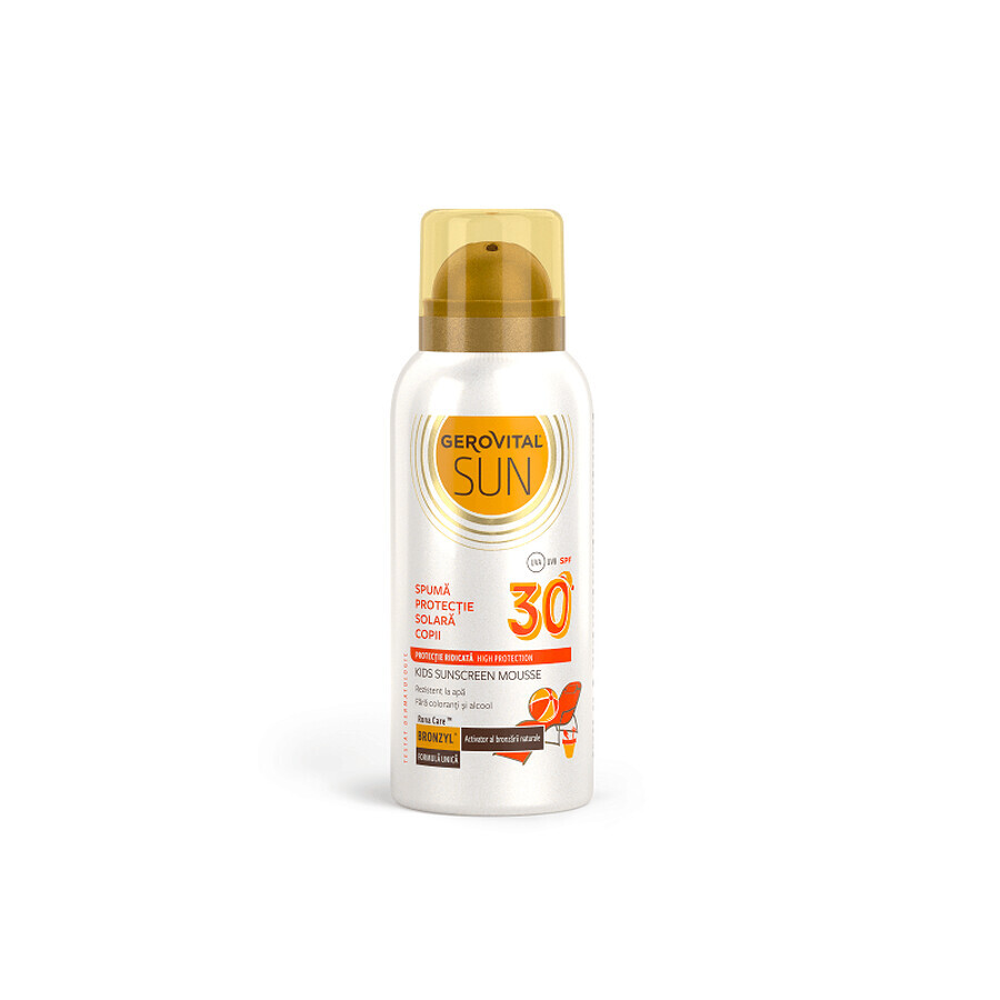 Mousse de protection solaire pour enfants SPF30 Gerovital Sun, 100ml, Farmec