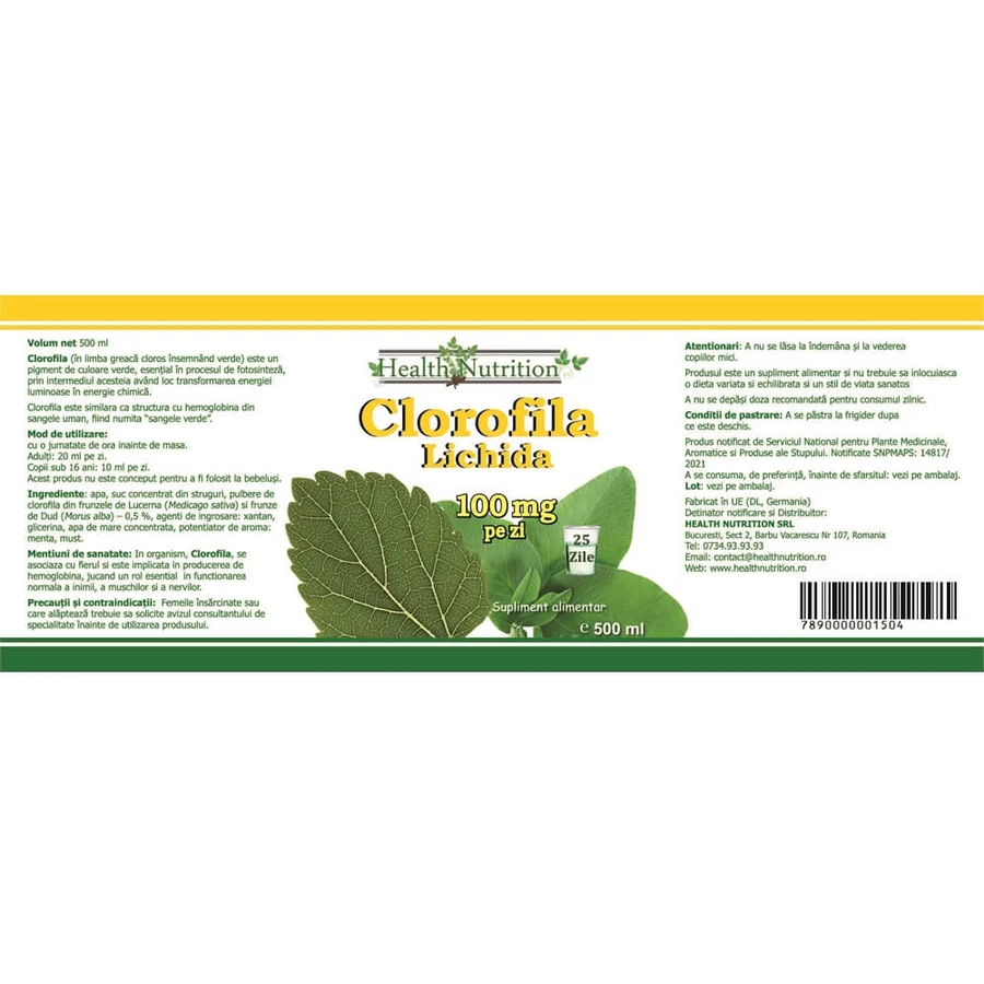 Biologisch Chlorofylsap, 500 ml, Health Nutrition