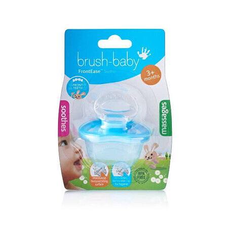 FrontEase blauwe tandenborstel fopspeen, 3 maanden+, Brush Baby