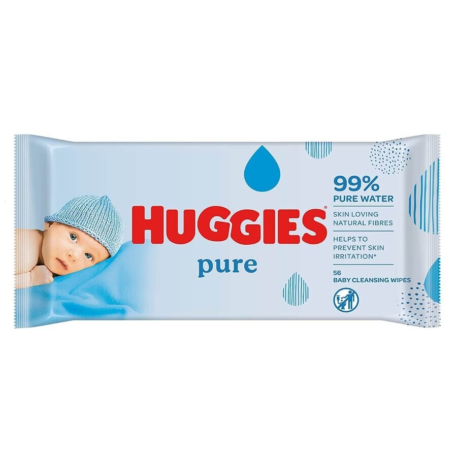 Lingettes pour bébés Huggies Pure, 56 pièces