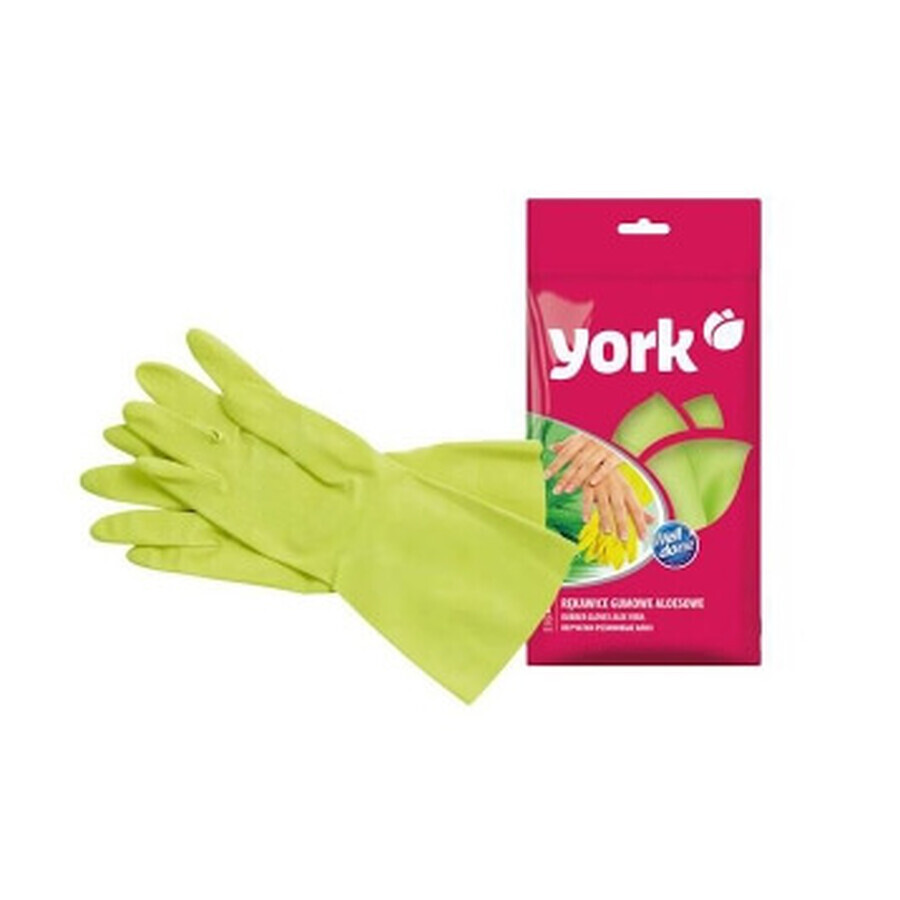 York, Rubber handschoenen, aloë vera, maat S, 1 paar