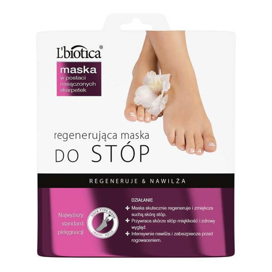 L biotica masque régénérant pour les pieds sous forme de chaussettes imbibées 32 ml