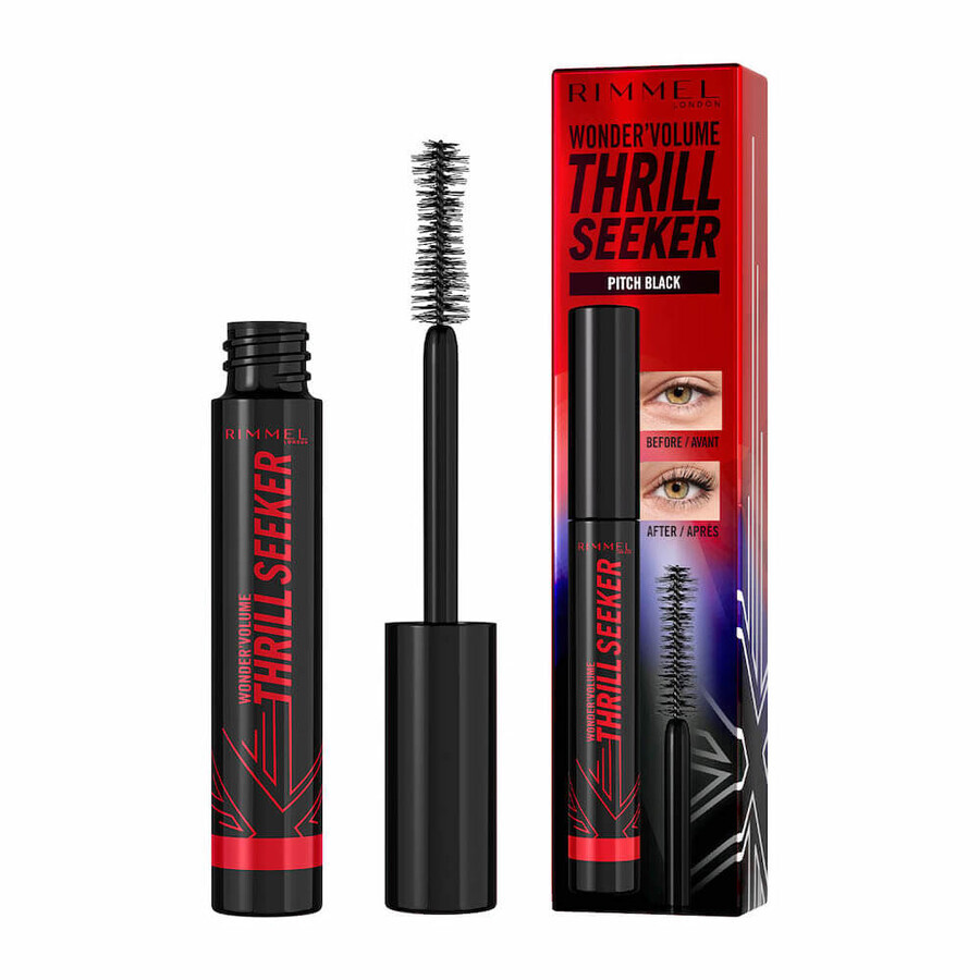 Rimmel Rimmel Wimper & Volume Vergrotende Mascara met Ultra-Zwarte Pigmenten 004 Pitch Black, 8ml