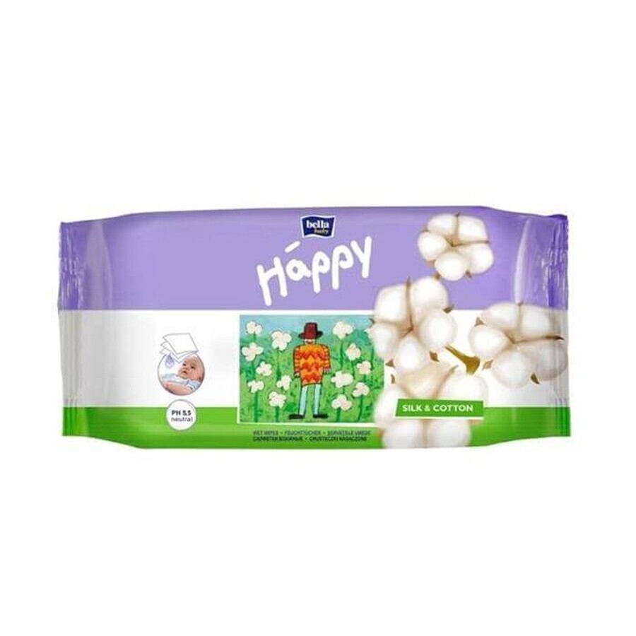 Bella Baby Happy Wipes, cotton-silk, 64 pcs - Long Shelf Life!