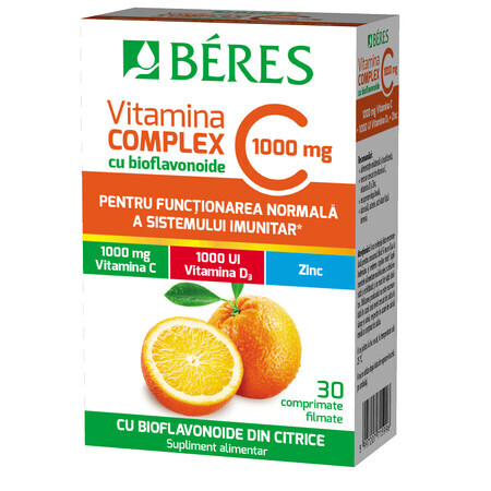 Complexe de vitamine C avec bioflavonoïdes, 30 comprimés pelliculés, Beres