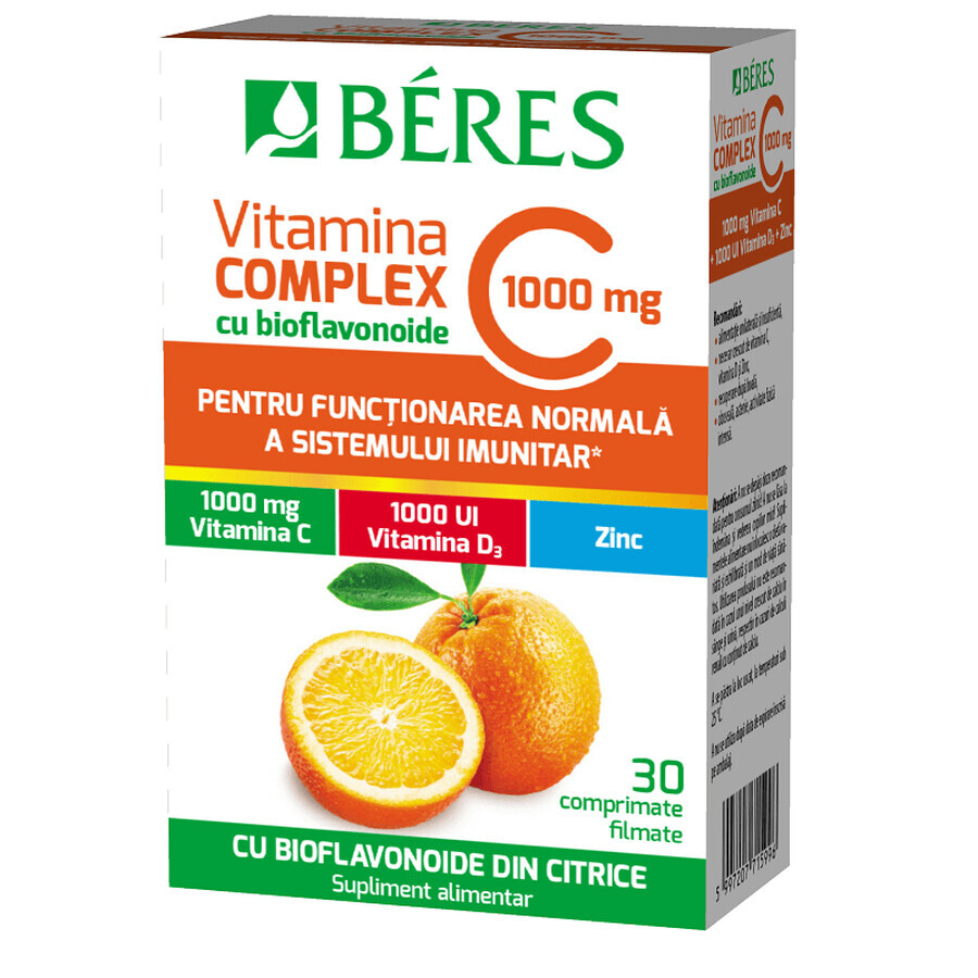 Complexe de vitamine C avec bioflavonoïdes, 30 comprimés pelliculés, Beres