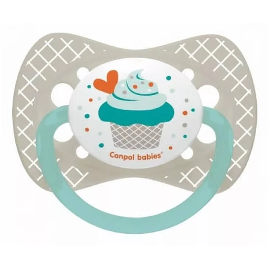 Canpol, fopspeen, silicone, symmetrisch, 0-6m Cupcake 23/282, grijs, 1 st