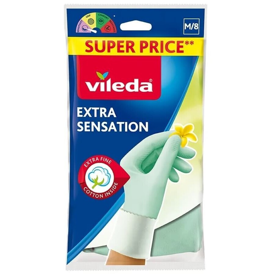 Vileda, Extra Sensation Handschoenen, maat M, 1 paar