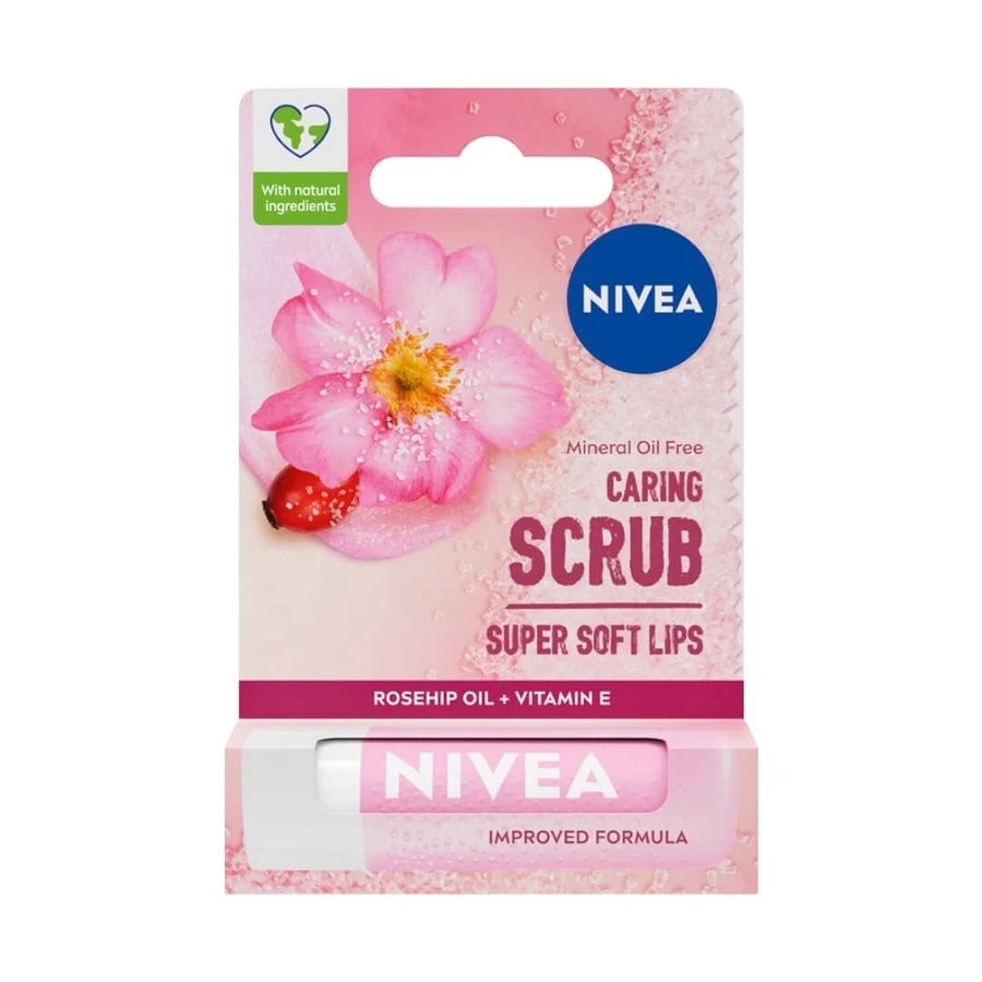 Nivea Verzorgende Scrub Exfoliërende Lip Scrub Wilde Roos, 4.8g