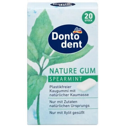 Dontodent, Natural chewing gum in sugar-free sticks, Spearmint, 20 pieces