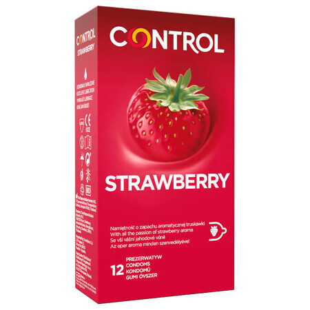 Prezervatives Control strawberry flavored, 12 pieces