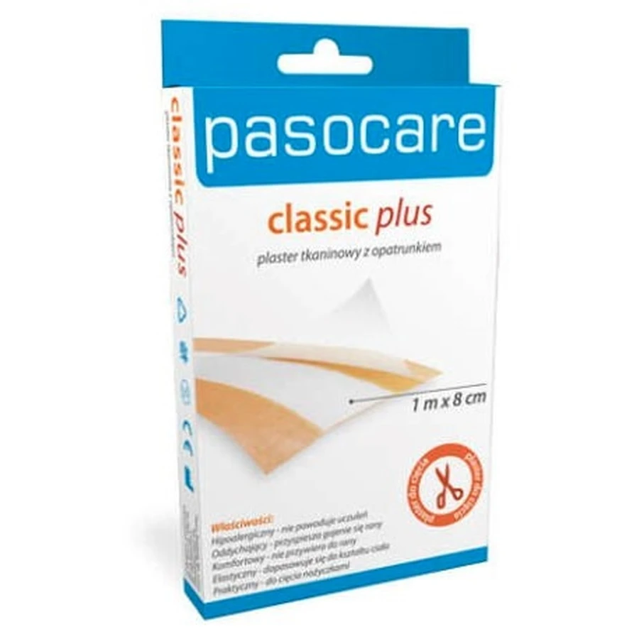 Pasocare Classic Plus pleisters, 1m x 8cm, Classic Plus, 1 stuk - Lange levensduur!