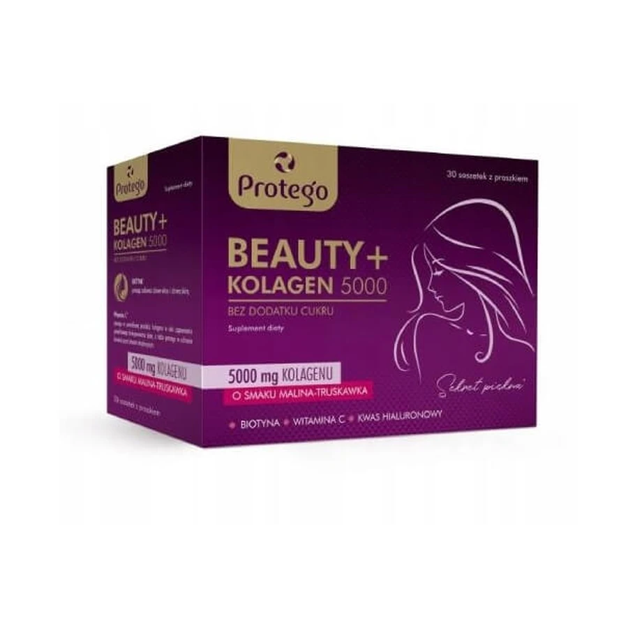 Protego Beauty + Collagen 5000 mit Himbeer- und Erdbeergeschmack, 30 Portionsbeutel