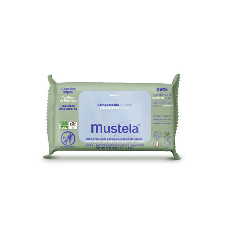 Mustela, Composteerbare reinigingsdoekjes, 60 stuks