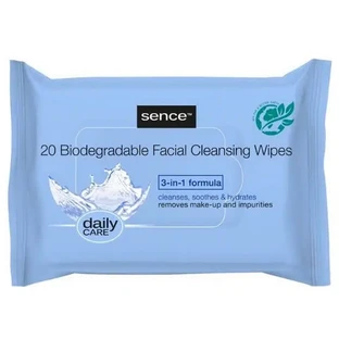 Sence, Toallitas limpiadoras faciales, piel normal, 20 unidades