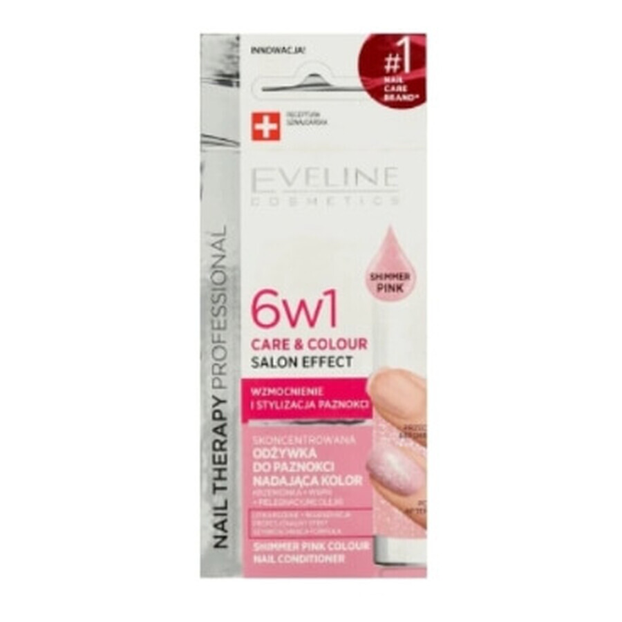 Eveline, 6w1 Pflege amp; Farbe Schimmer Rosa , Nagelbalsam, 5 ml