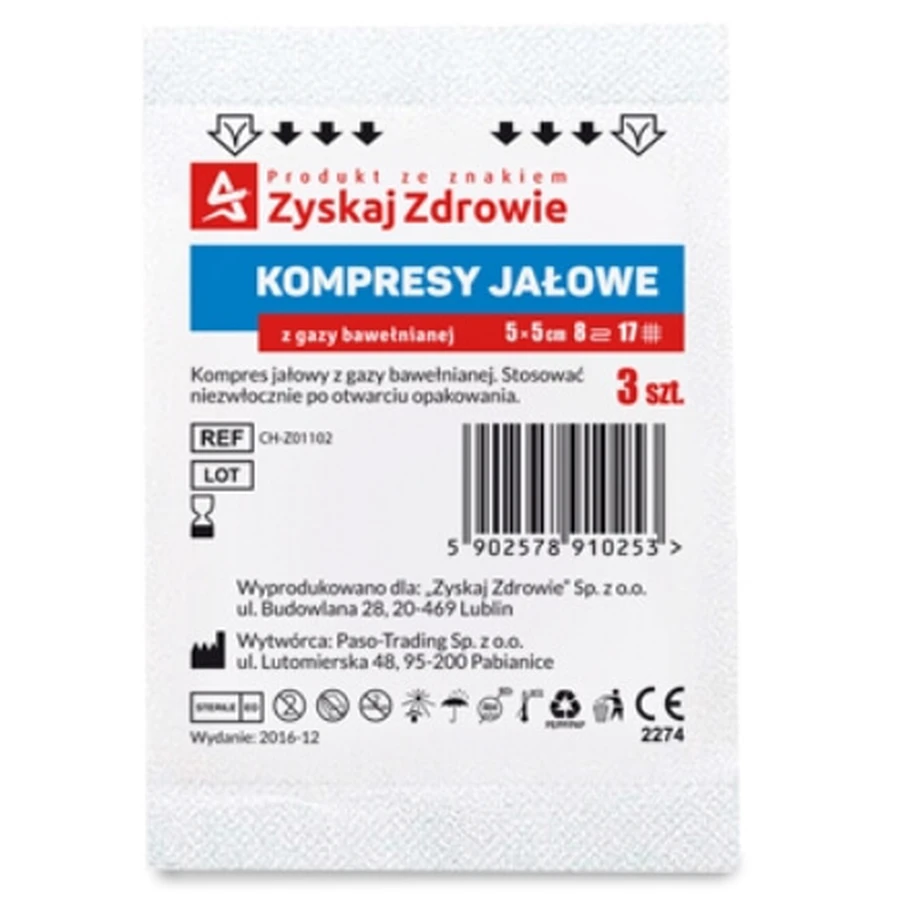 Gauze pads, 17N, 8W, 5x5cm, Get healthy, 1op. 3 pcs - Long shelf life!