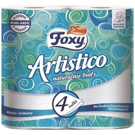 Foxy, Papel Higiénico Artistico Blanco Natural, 4 rollos