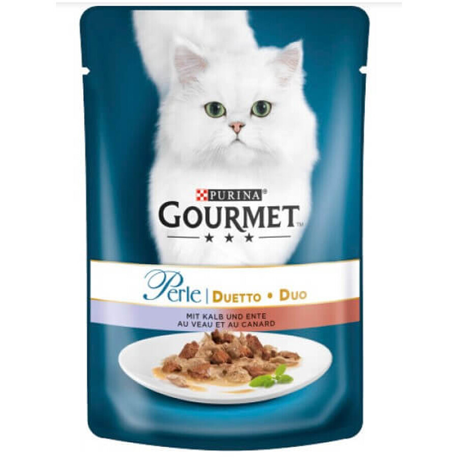 Purina, Gourmet, Natvoer voor katten, kalfsvlees met groenten, 85g