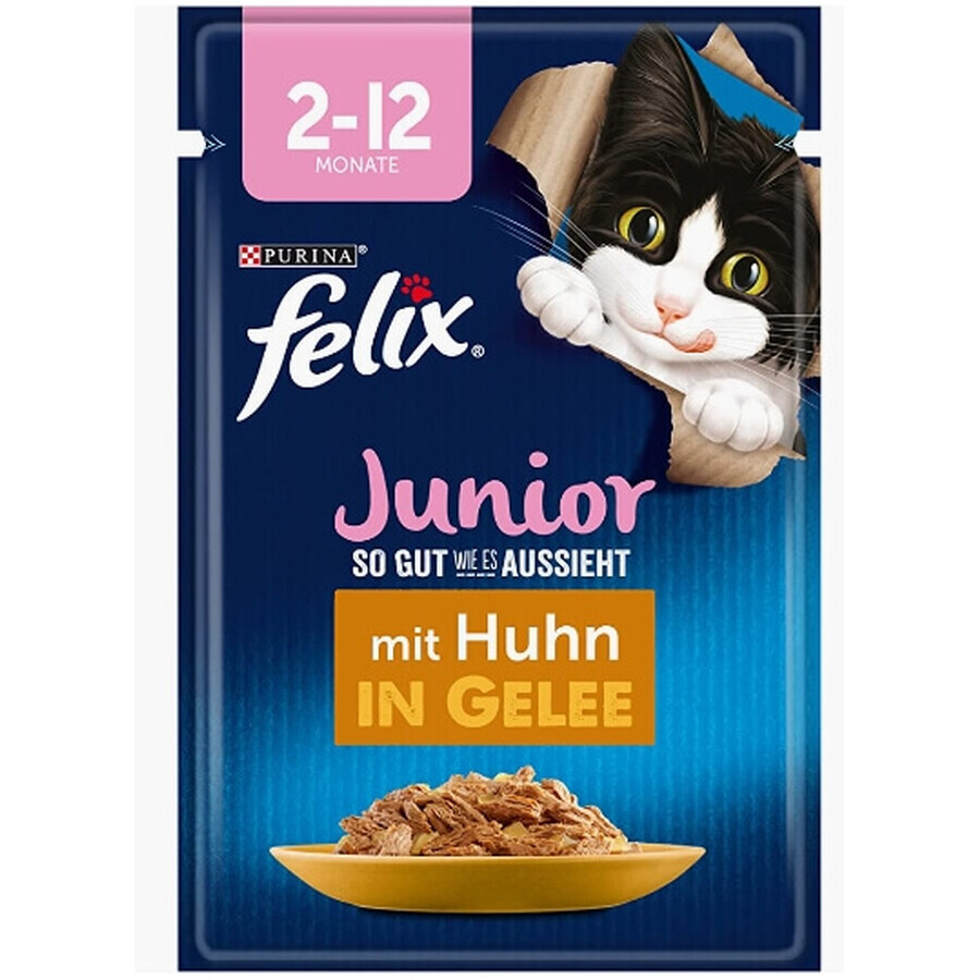 Felix, Junior, kattenvoer, kip in gelei, 85g