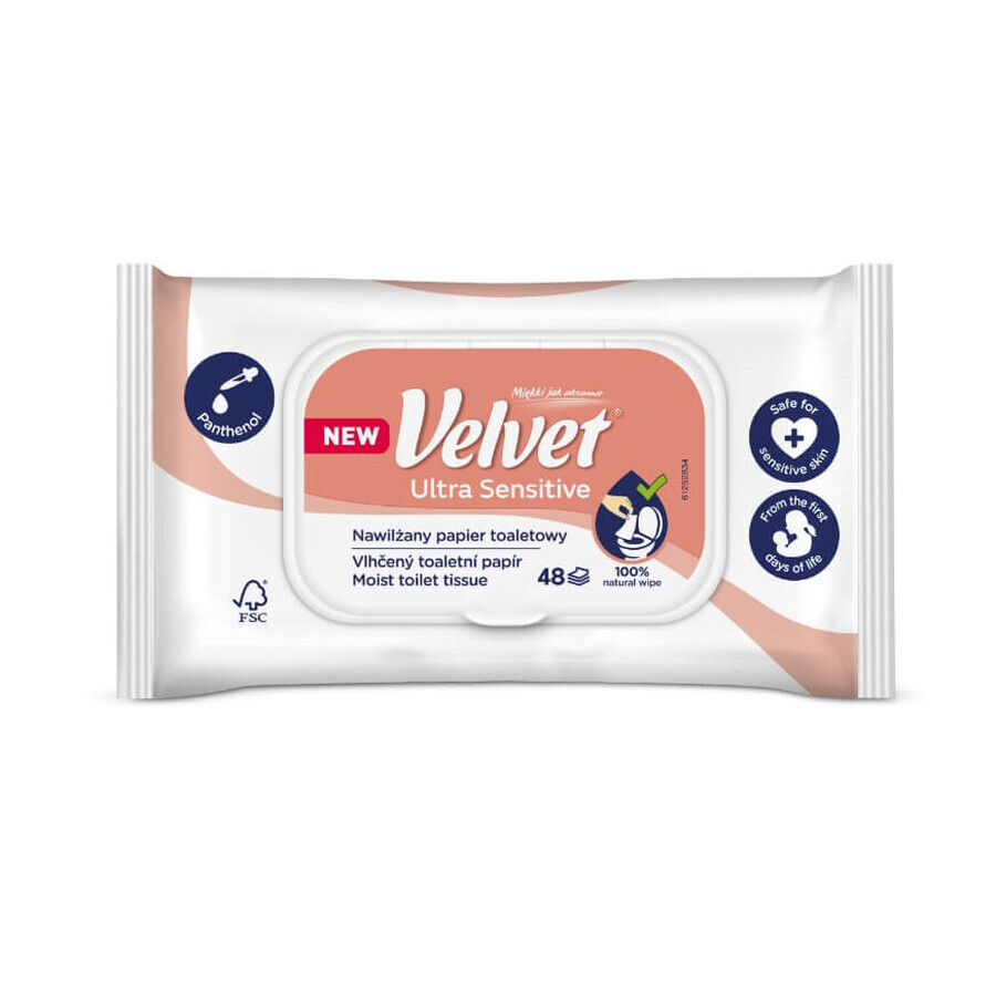 Velvet Ultra Sensitive, moist toilet tissue, 48 pieces