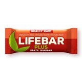 Baton bio cu nuci braziliene si guarana raw Lifebar Plus, 47 g, Lifefood