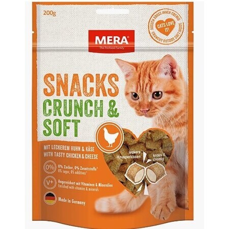 Mera, Snacks Crunch amp; Soft, Cat Treats, Chicken and Cheese, 200g