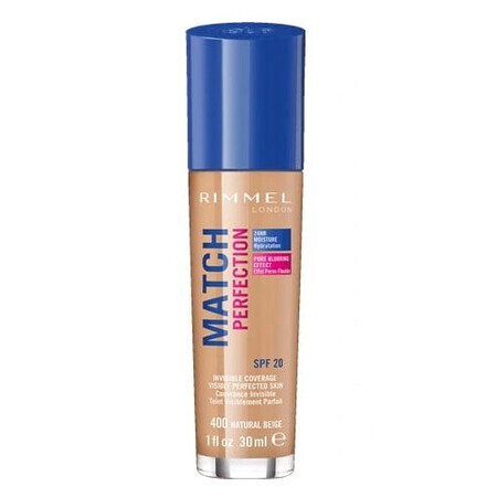 Rimmel Match Perfection Huidvullende Foundation 400 Natuurlijk Beige SPF20, 30ml