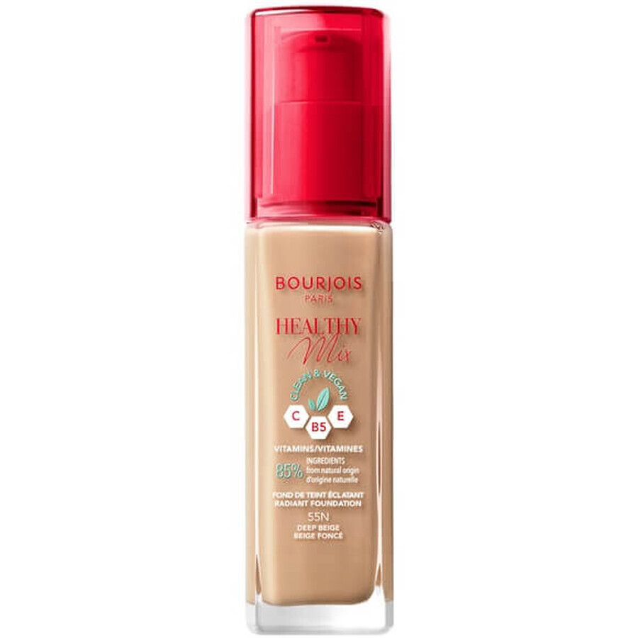 Bourjois Healthy Mix Base de Maquillaje Limpiadora Vegana 55 Beige Profundo, 30ml