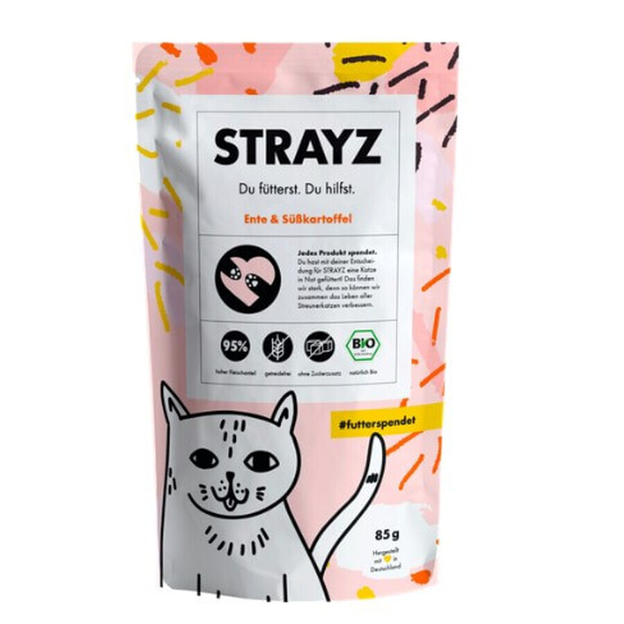 Strayz, Nat kattenvoer met eend en geweekte aardappelen, 85g