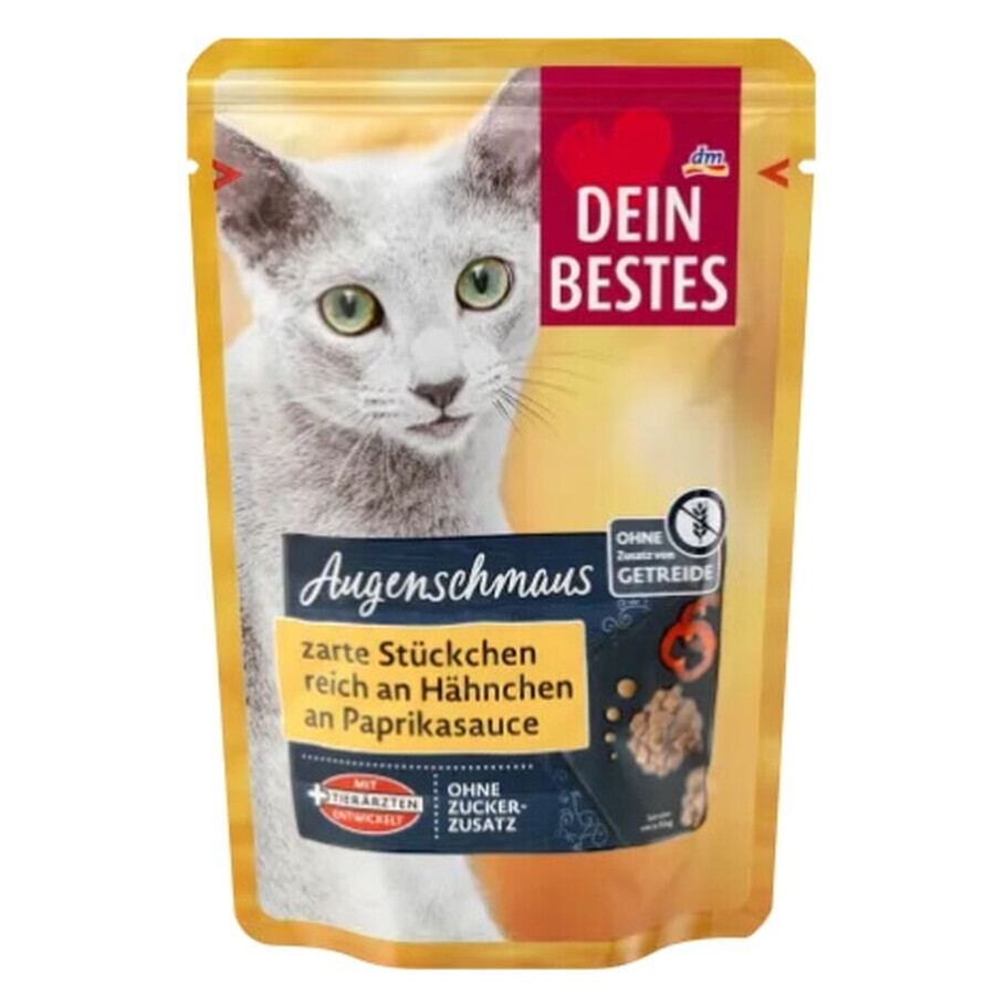 Dein Bestes, Natvoer voor katten, kip in pepersaus, 100 g