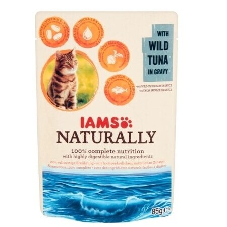 Iams, Natuurlijk, Natvoer voor katten, Tunisch in saus, 85g