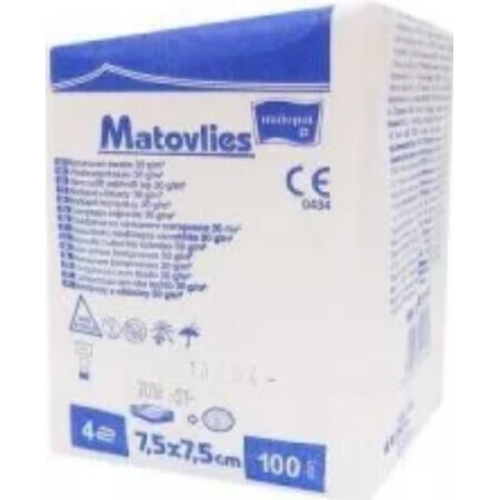 Non-woven pads, non-woven, 4 layers, Matovlies, 7.5x7.5cm, 30g, 100 pcs - Long life!