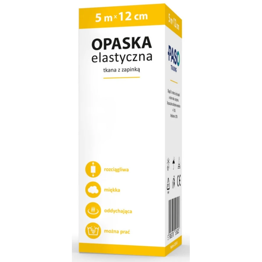 Opaska elastyczna tkaninowa z zapinką, 5m x 12cm, 1 sztuka: ceny i cechy