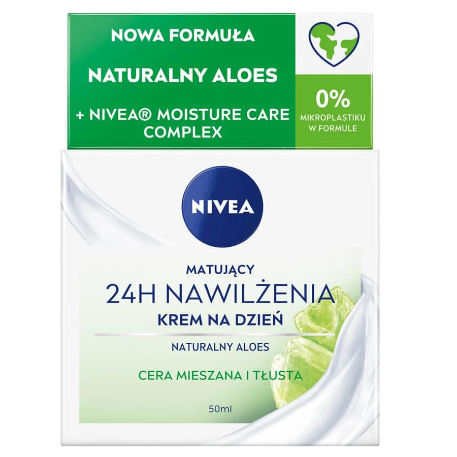 Nivea 24H Moisturising Day Cream pour peaux mixtes et grasses, 50ml
