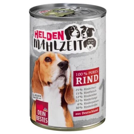 Dein Bestes, Cibo umido per cani, Hero's Meal, 100% manzo, 400 g