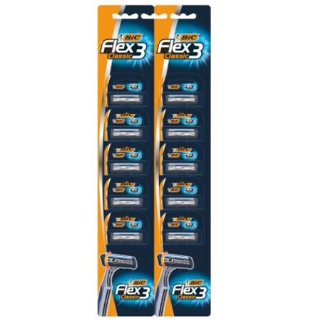 Bic, rasoio, flex 3 classic, 10 pezzi