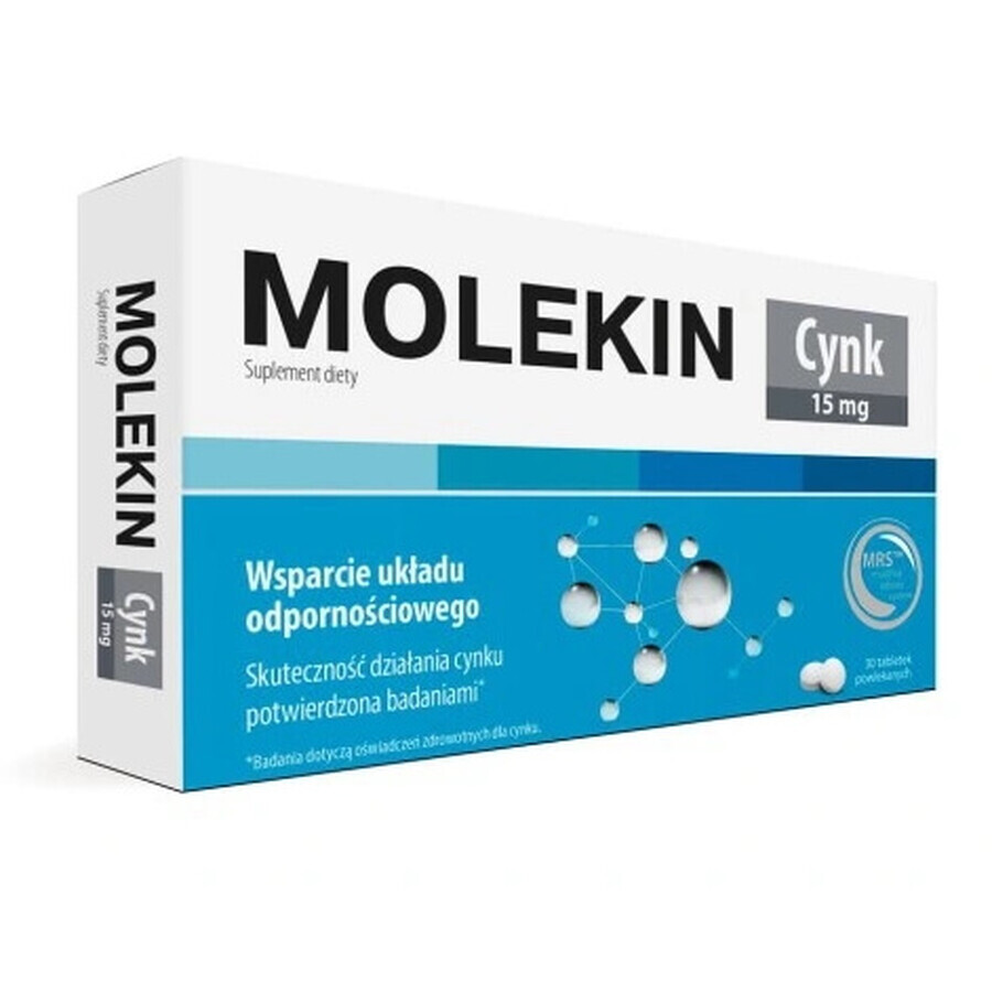 Molekin zinc 15 mg, 30 tablets